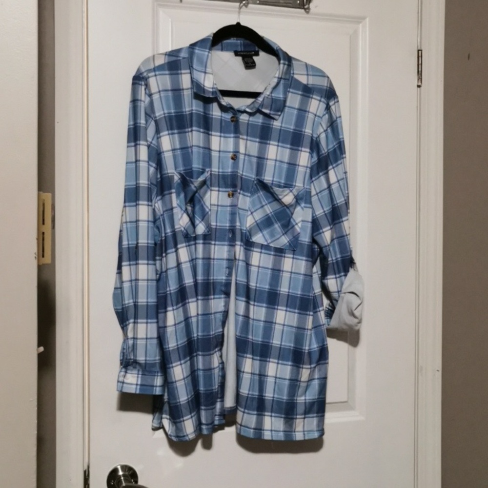Robert Louis Blue and Black Plaid Shirt